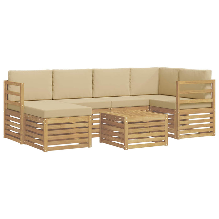 Set de canapele de exterior 7 pcs Alb și Bej Poliester WALTI