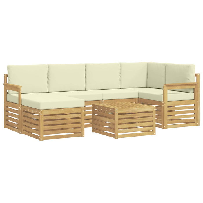 Set de canapele de exterior 7 pcs Alb și crem Poliester WALTI