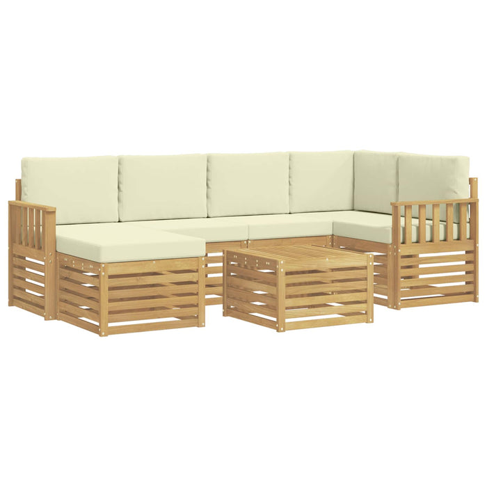 Set de canapele de exterior 7 pcs Alb și crem Poliester WALTI