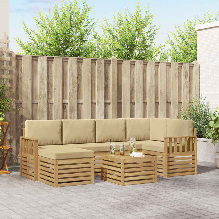 Set de canapele de exterior 7 pcs Alb și Bej 59 x 59 x 37 cm WALTI