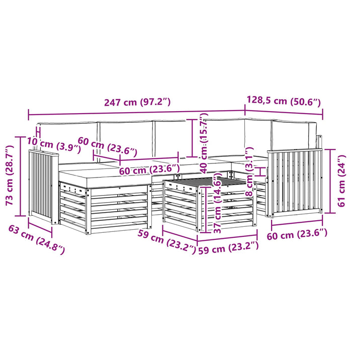 Set de canapele de exterior 7 pcs Alb și crem Poliester WALTI