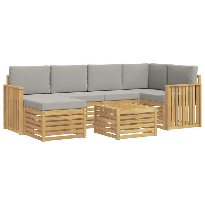 Set de canapele de exterior 7 pcs Alb și gri deschis Poliester - WALTI WALTI