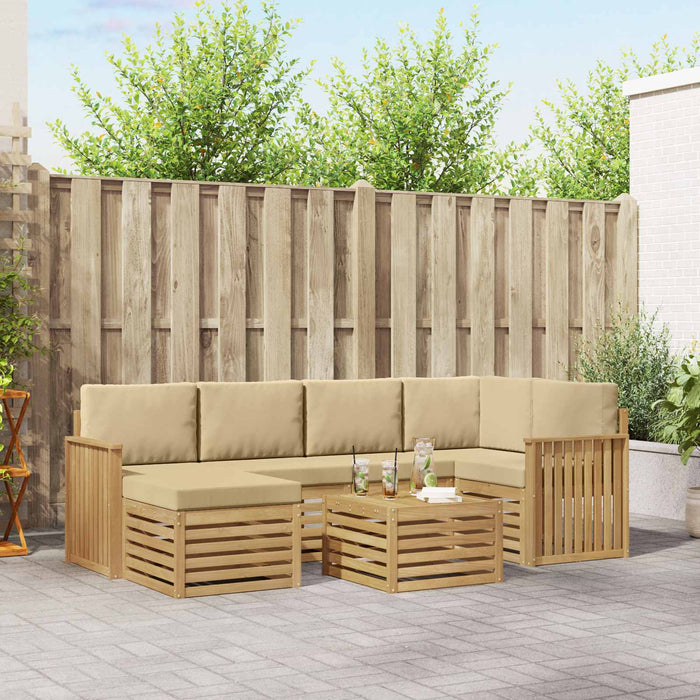 Set de canapele de exterior 7 pcs Alb și Bej Poliester - WALTI WALTI