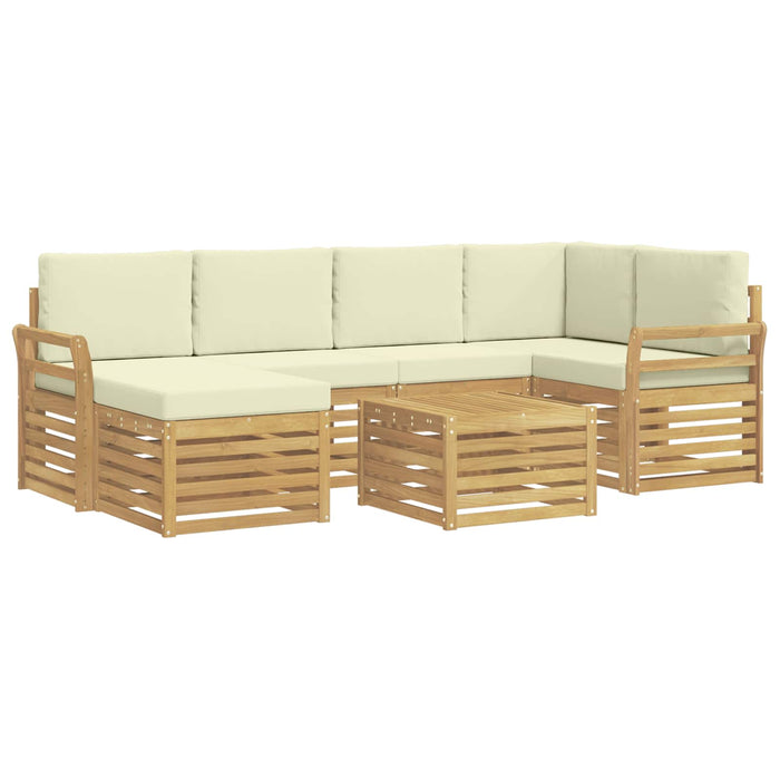 Set de canapele de exterior 7 pcs Alb și crem Poliester WALTI