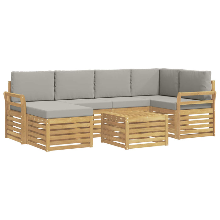 Set de canapele de exterior 7 pcs Alb și gri deschis Poliester - WALTI WALTI