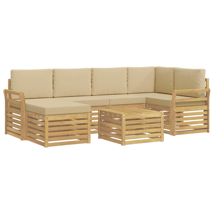 Set de canapele de exterior 7 pcs Alb și Bej Poliester - WALTI WALTI