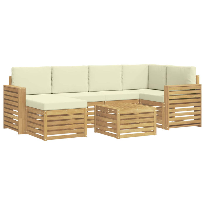 Set de canapele de exterior 7 pcs Alb și crem Poliester WALTI