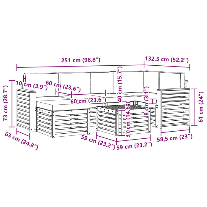 Set de canapele de exterior 7 pcs Alb și crem Poliester WALTI