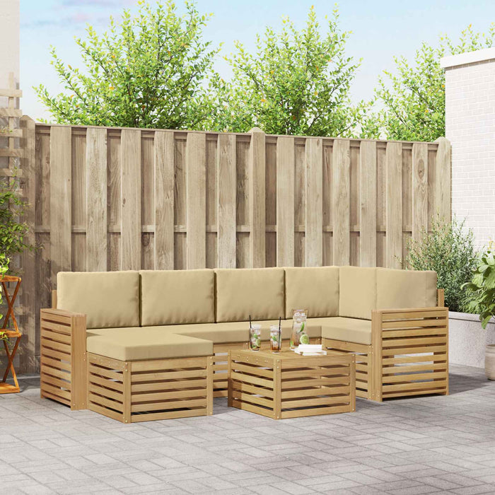 Set de canapele de exterior 7 pcs Alb și Bej Poliester - WALTI WALTI
