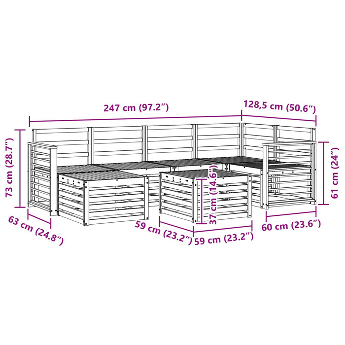 Set de canapele de exterior 7 pcs Alb Poliester WALTI