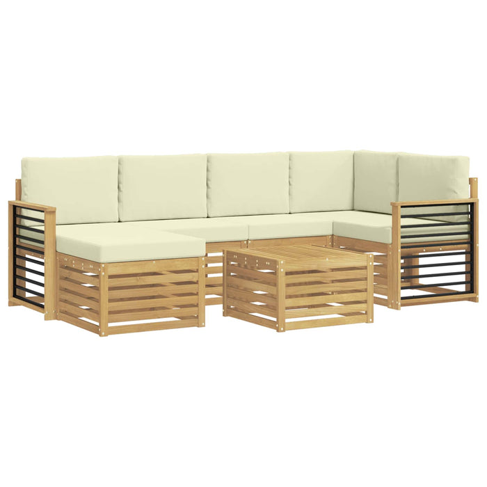 Set de canapele de exterior 7 pcs Alb și crem Poliester WALTI