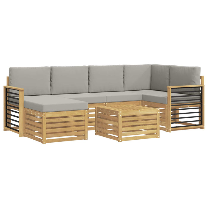 Set de canapele de exterior 7 pcs Alb și gri deschis Poliester WALTI