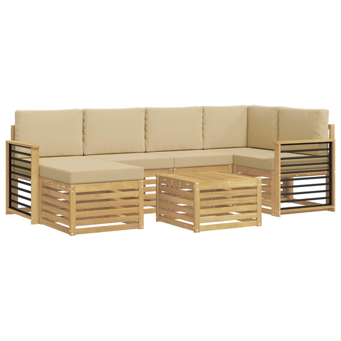 Set de canapele de exterior 7 pcs Alb și Bej Poliester WALTI