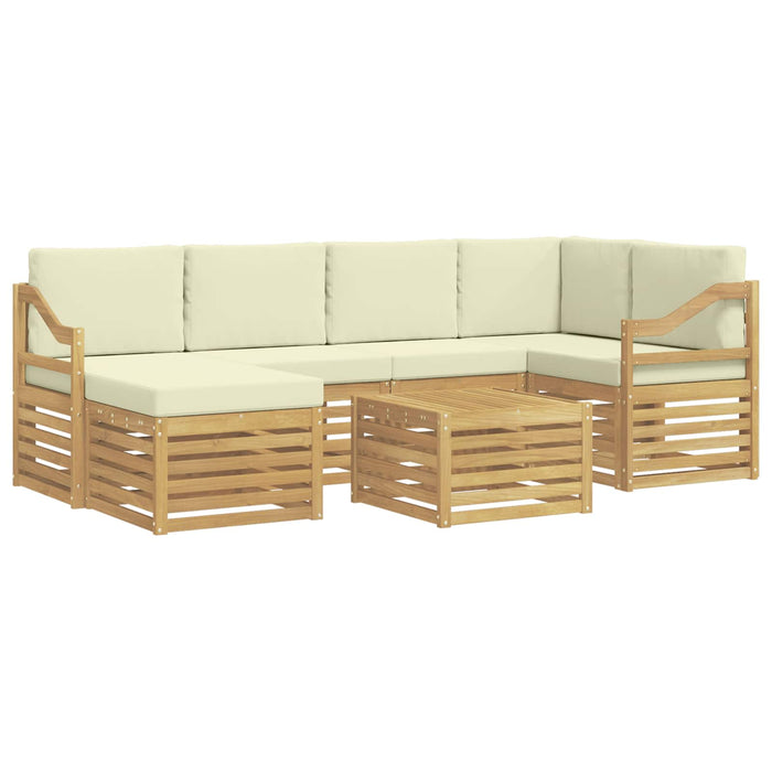 Set de canapele de exterior 7 pcs Alb și crem Poliester WALTI
