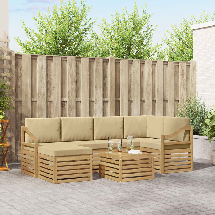 Set de canapele de exterior 7 pcs Alb și Bej Poliester WALTI