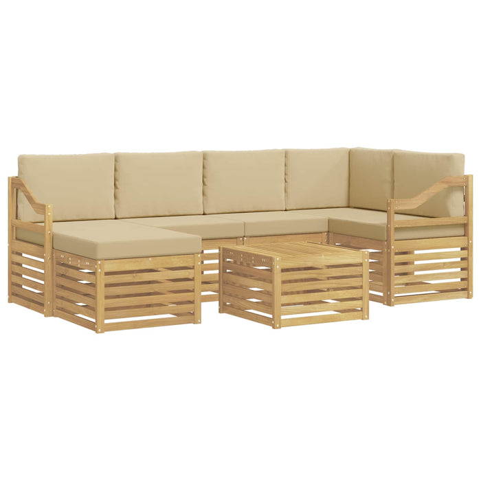 Set de canapele de exterior 7 pcs Alb și Bej Poliester WALTI