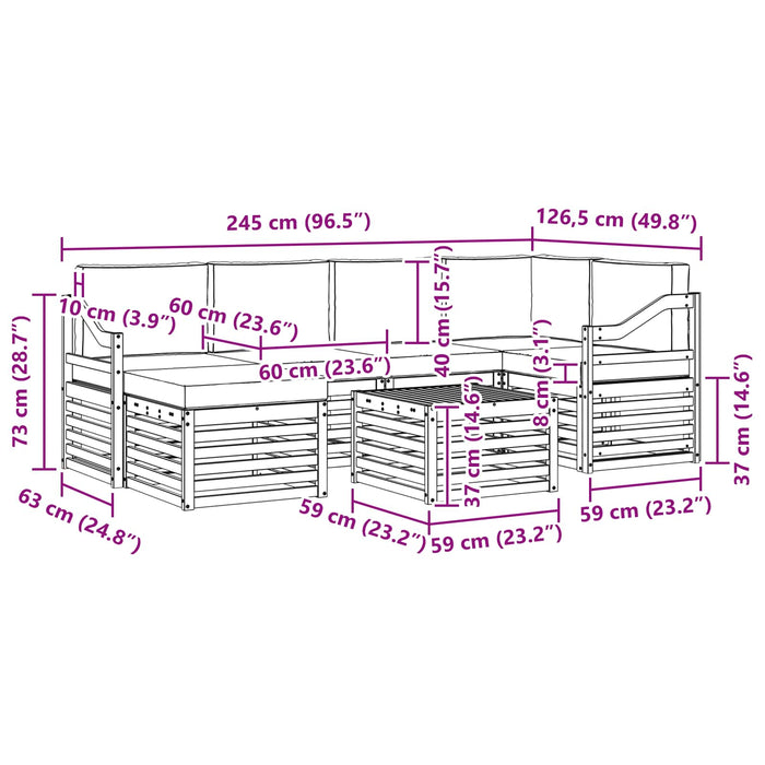 Set de canapele de exterior 7 pcs Alb și Bej Poliester WALTI