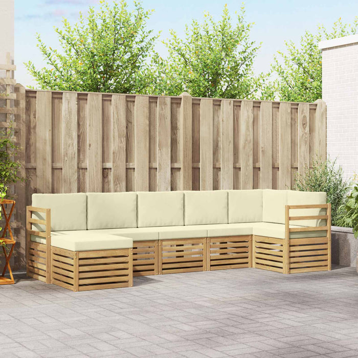 Set de canapele de exterior 7 pcs Alb și crem WALTI