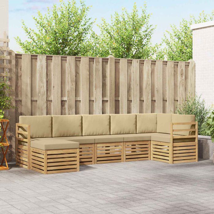 Set de canapele de exterior 7 pcs Alb și Bej WALTI