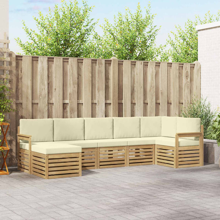 Set de canapele de exterior 7 pcs Alb și crem WALTI