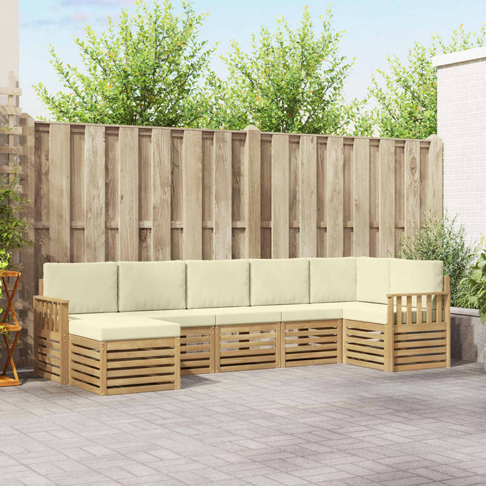 Set de canapele de exterior 7 pcs Alb și crem WALTI