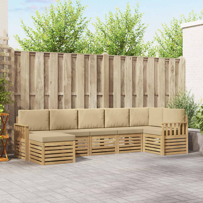 Set de canapele de exterior 6 pcs Alb și Bej WALTI
