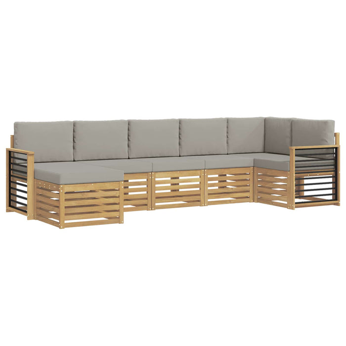 Set de canapele de exterior 7 pcs Alb și gri deschis WALTI