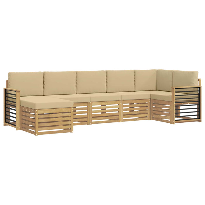 Set de canapele de exterior 7 pcs Alb și Bej WALTI