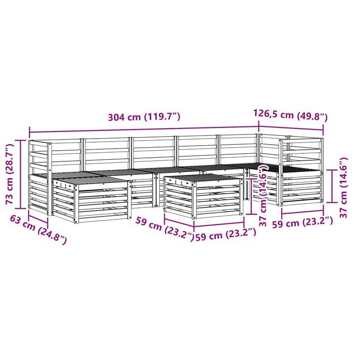 Set de canapele de exterior 8 pcs Alb 59 x 59 x 37 cm WALTI