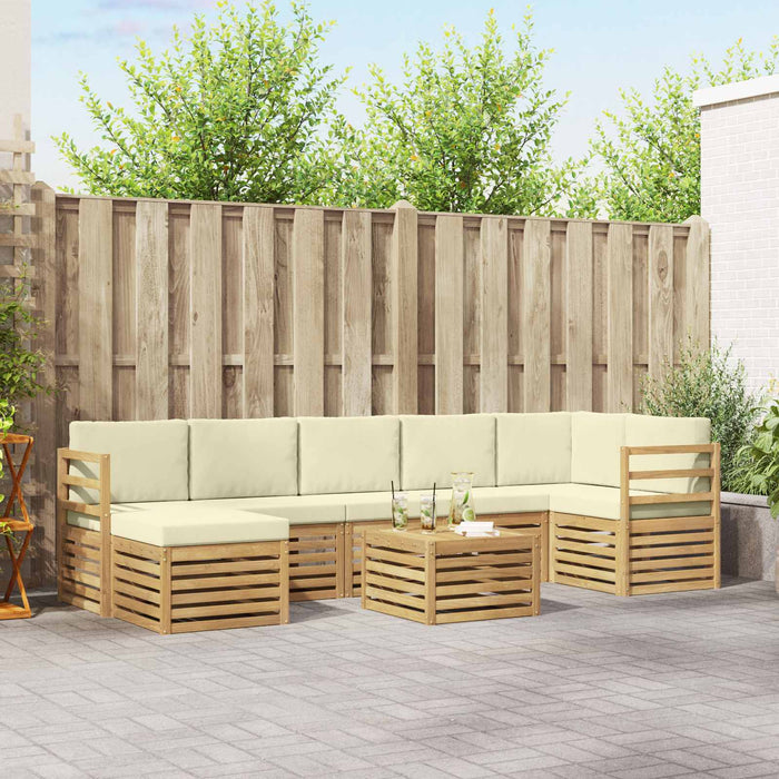 Set de canapele de exterior 8 pcs Alb și crem 59 x 59 x 37 cm WALTI