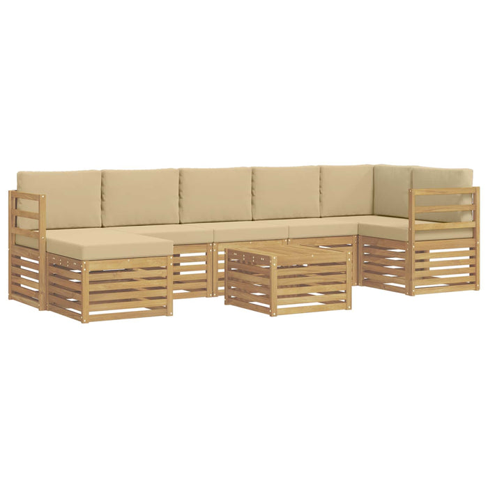 Set de canapele de exterior 8 pcs Alb și Bej 59 x 59 x 37 cm WALTI