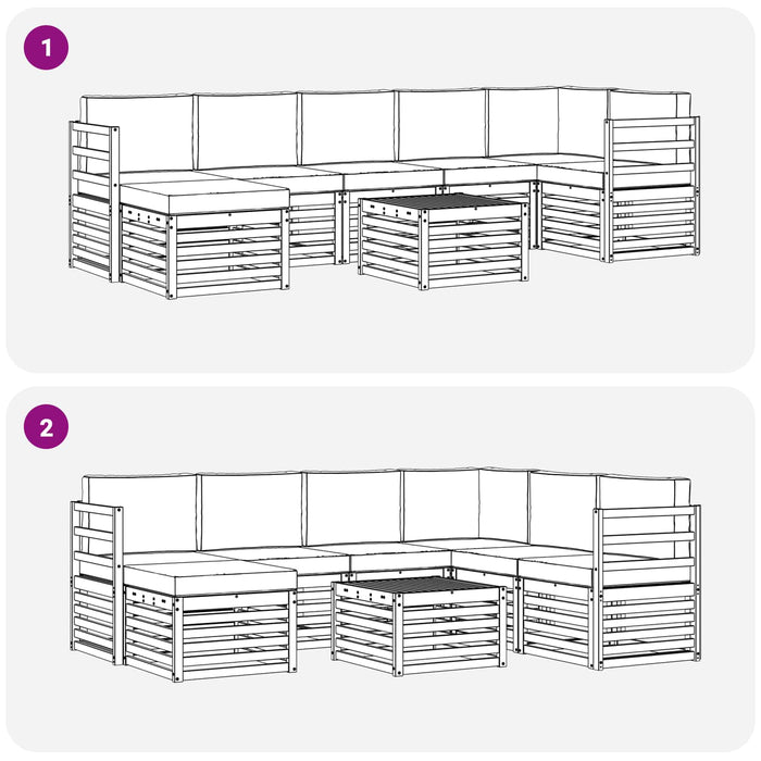 Set de canapele de exterior 8 pcs Alb și Bej 59 x 59 x 37 cm WALTI