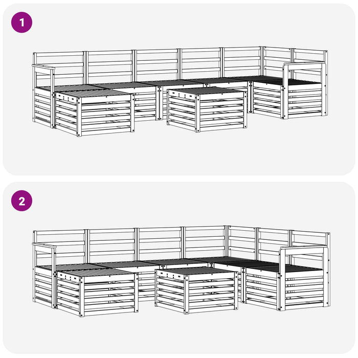 Set de canapele de exterior 8 pcs Alb 59 x 59 x 37 cm WALTI