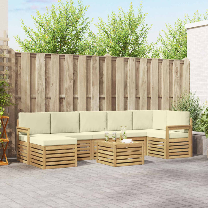 Set de canapele de exterior 8 pcs Alb și crem 59 x 59 x 37 cm WALTI