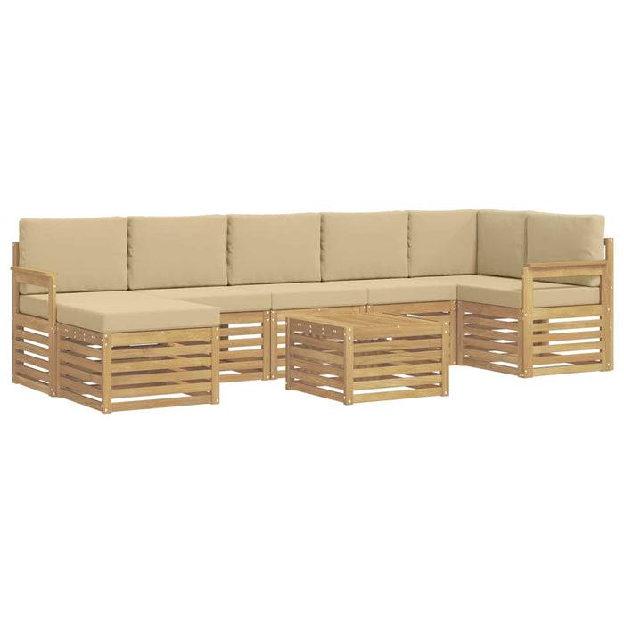 Set de canapele de exterior 7 pcs Alb și Bej 59 x 59 x 37 cm WALTI