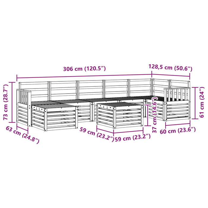 Set de canapele de exterior 8 pcs Alb 59 x 59 x 37 cm WALTI
