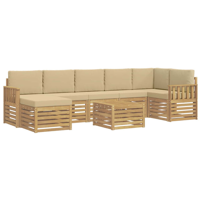 Set de canapele de exterior 7 pcs Alb și Bej 59 x 59 x 37 cm WALTI