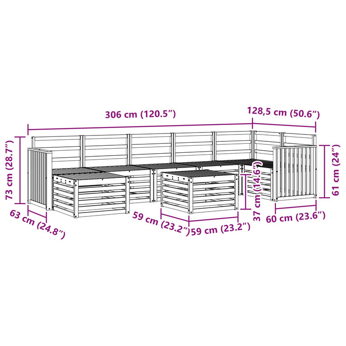 Set de canapele de exterior 8 pcs Alb 59 x 59 x 37 cm WALTI