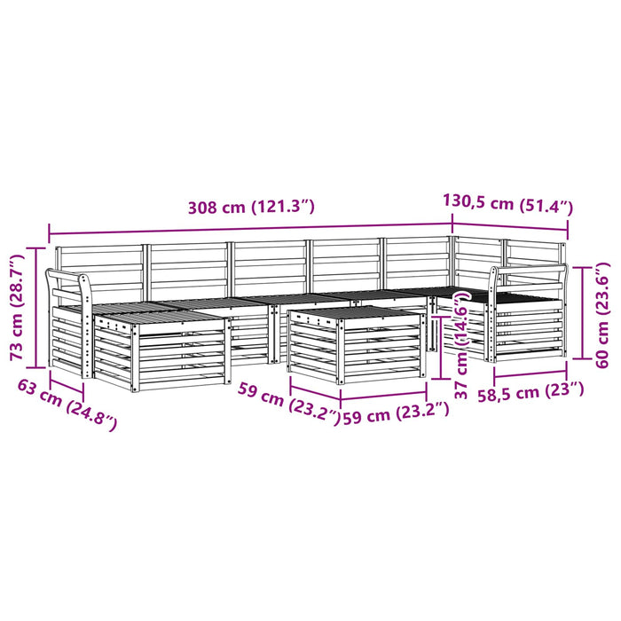 Set de canapele de exterior 8 pcs Alb 59 x 59 x 37 cm WALTI