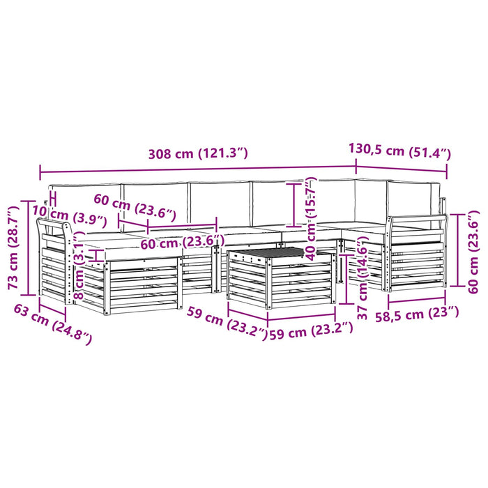 Set de canapele de exterior 8 pcs Alb și gri deschis WALTI