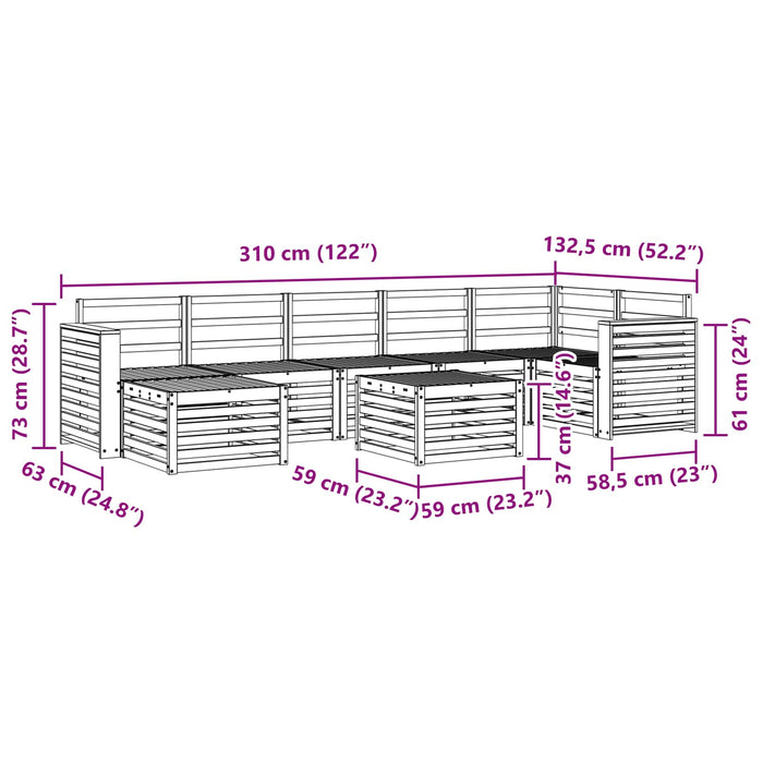 Set de canapele de exterior 8 pcs Alb 59 x 59 x 37 cm WALTI