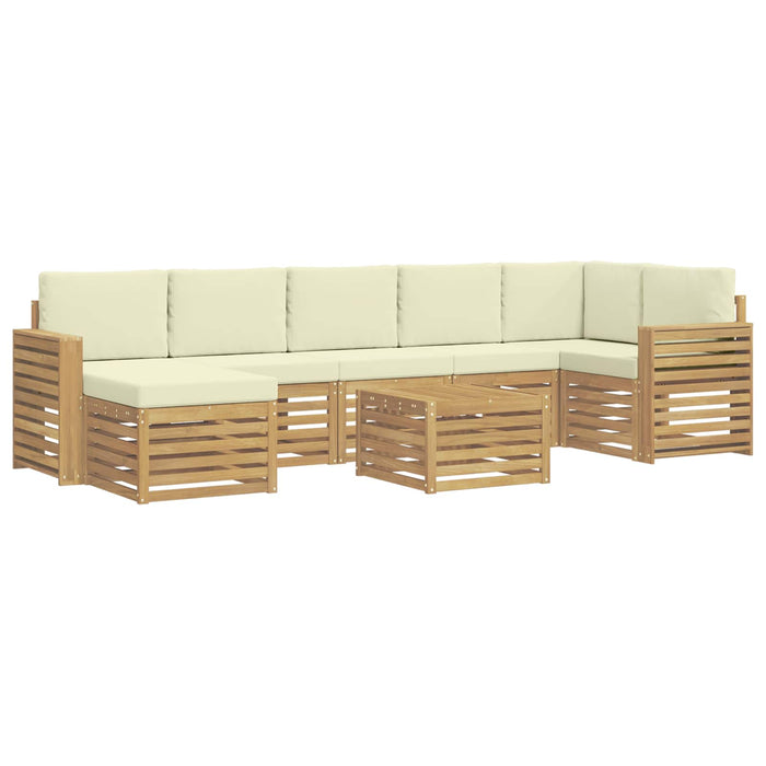 Set de canapele de exterior 8 pcs Alb și crem 59 x 59 x 37 cm WALTI