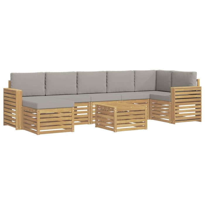 Set de canapele de exterior 8 pcs Alb și gri deschis WALTI