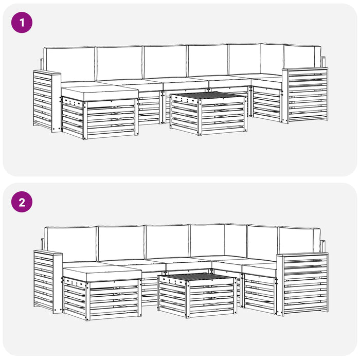 Set de canapele de exterior 8 pcs Alb și gri deschis WALTI