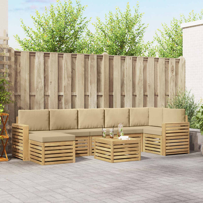 Set de canapele de exterior 8 pcs Alb și Bej 59 x 59 x 37 cm - WALTI WALTI
