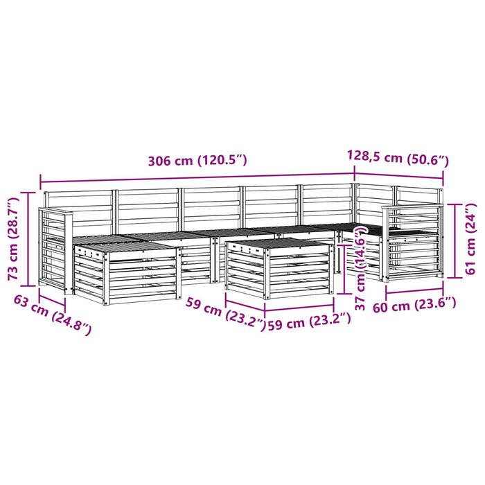 Set de canapele de exterior 8 pcs Alb 59 x 59 x 37 cm WALTI