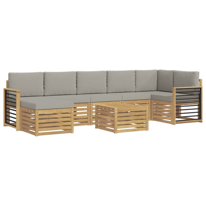 Set de canapele de exterior 8 pcs Alb și gri deschis WALTI
