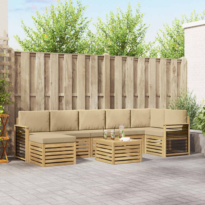 Set de canapele de exterior 8 pcs Alb și Bej 59 x 59 x 37 cm WALTI