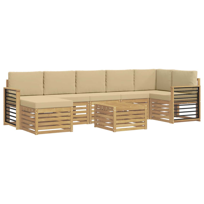 Set de canapele de exterior 8 pcs Alb și Bej 59 x 59 x 37 cm WALTI