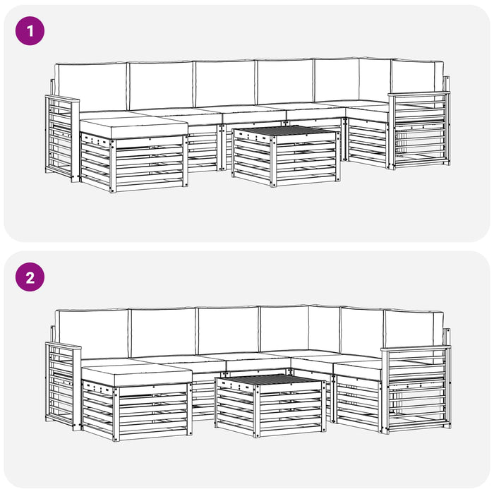 Set de canapele de exterior 8 pcs Alb și Bej 59 x 59 x 37 cm WALTI